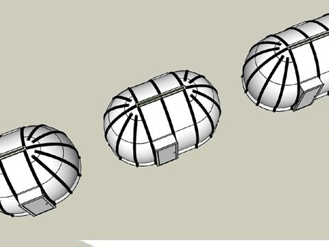 Expandable dome structure — 3.3 sqm straight-line modules